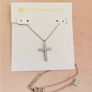Kendra Scott White Crystal Silver Cross Necklace